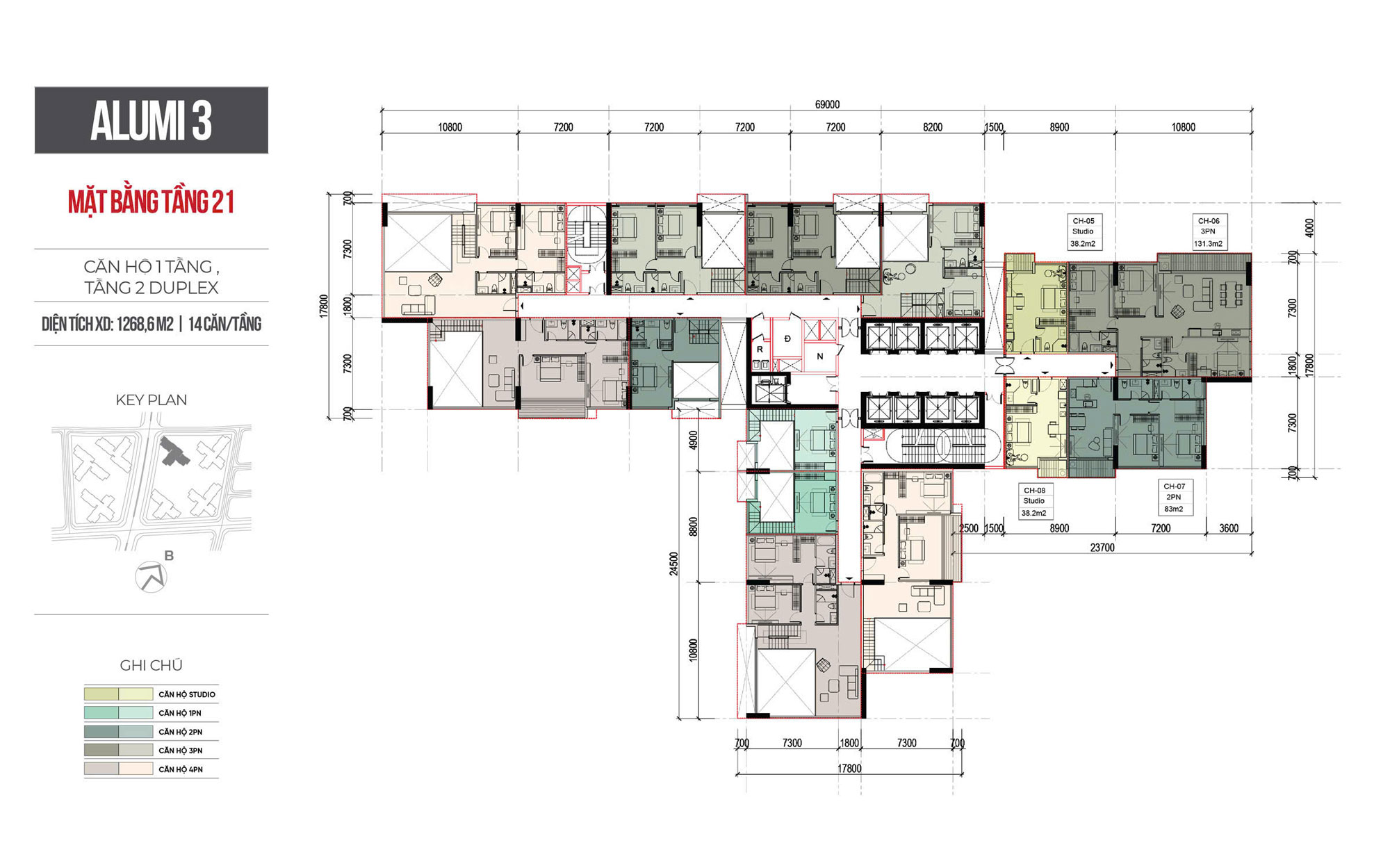 Mat bang Alumi premium 3 tang